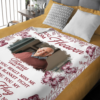 A Hug From Heaven Flower - Memorial Personalized Custom Blanket