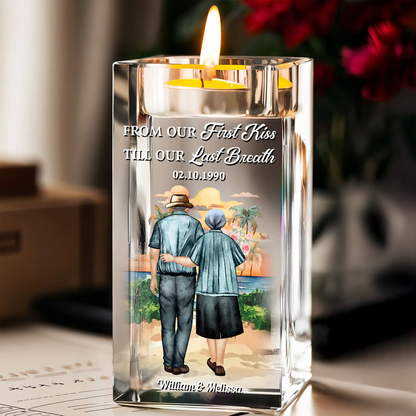 From Our First Kiss - Personalized Crystal Candle Holder