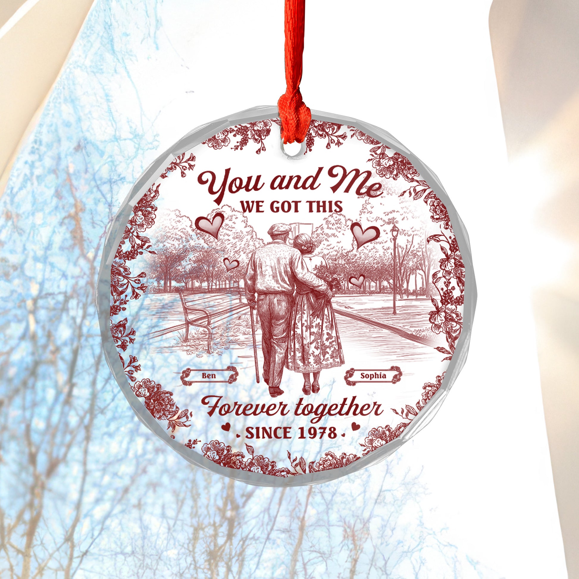 You and Me We Got This Flower - Personalized Custom Glass Ornament