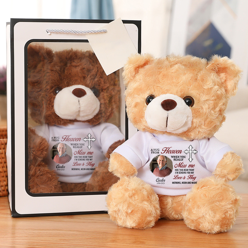 A Hug From Heaven Cross - Memorial Personalized Custom Teddy Bear Plush