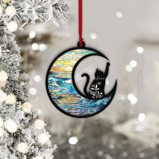 Personalized Cat Memorial Ornament - Custom Shape Hologram Ornament