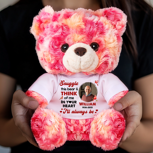 Memorial Teddy Bear Personalized – Think of Me in Your Heart Custom Plush Keepsake, Sympathy Gift, Remembrance Bear for Loss of Loved One