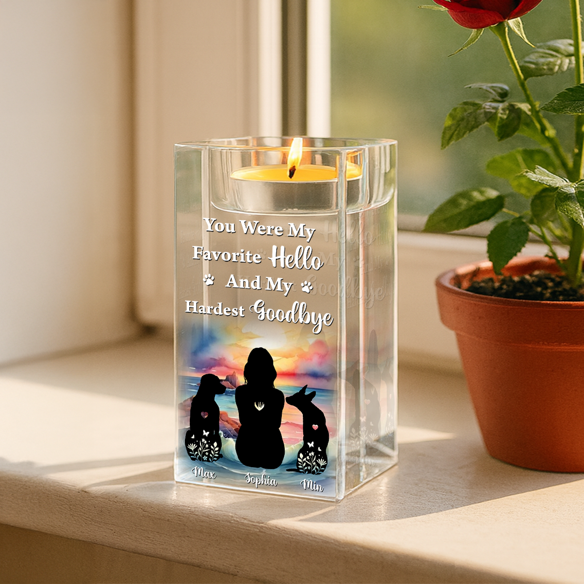 I Loved You Your Whole Life Memorial - Personalized Crystal Candle Holder
