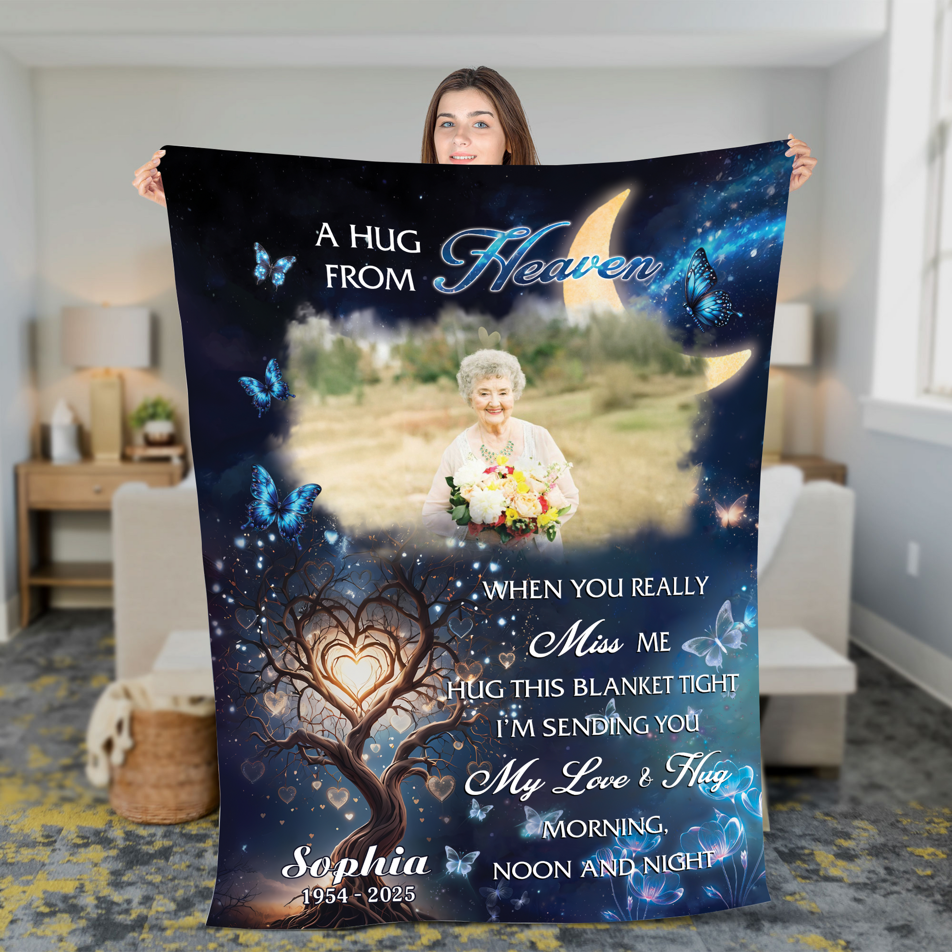 To My Love A Hug From Heaven - Memorial Personalized Custom Blanket Gift