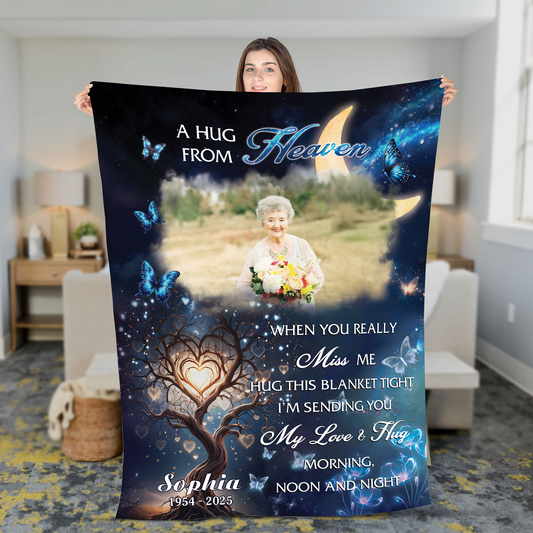 To My Love A Hug From Heaven - Memorial Personalized Custom Blanket Gift