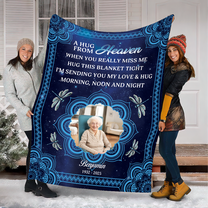 To My Love A Hug From Heaven Mandala - Memorial Personalized Custom Blanket Gift