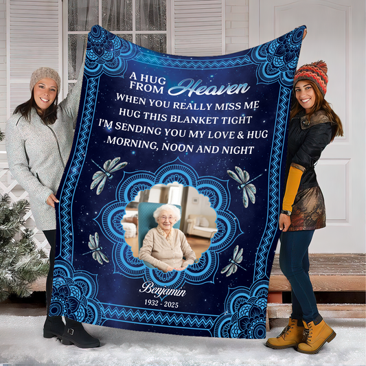 To My Love A Hug From Heaven Mandala - Memorial Personalized Custom Blanket Gift