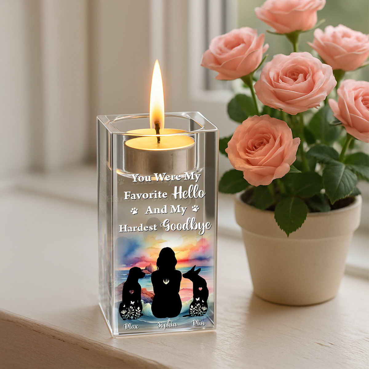 I Loved You Your Whole Life Memorial - Personalized Crystal Candle Holder