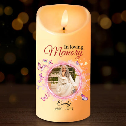 Color Forever In Our Hearts Memorial Gift - Personalized Custom LED Candle