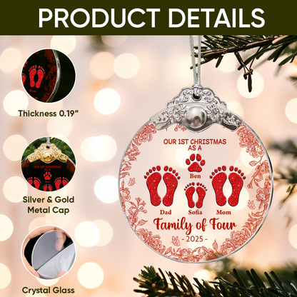 Our Family Flower - Personalized Glass Ornament With Silver and Gold Cap