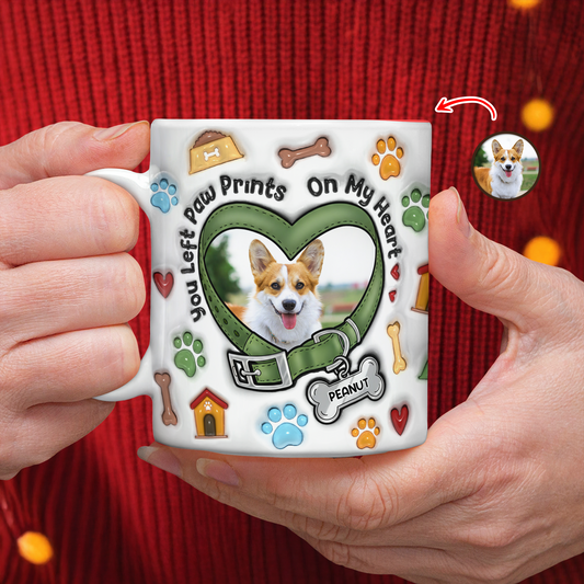 You Left Pawprint Memorial Mug - Personalized Custom 3D Inflated Effect Mug