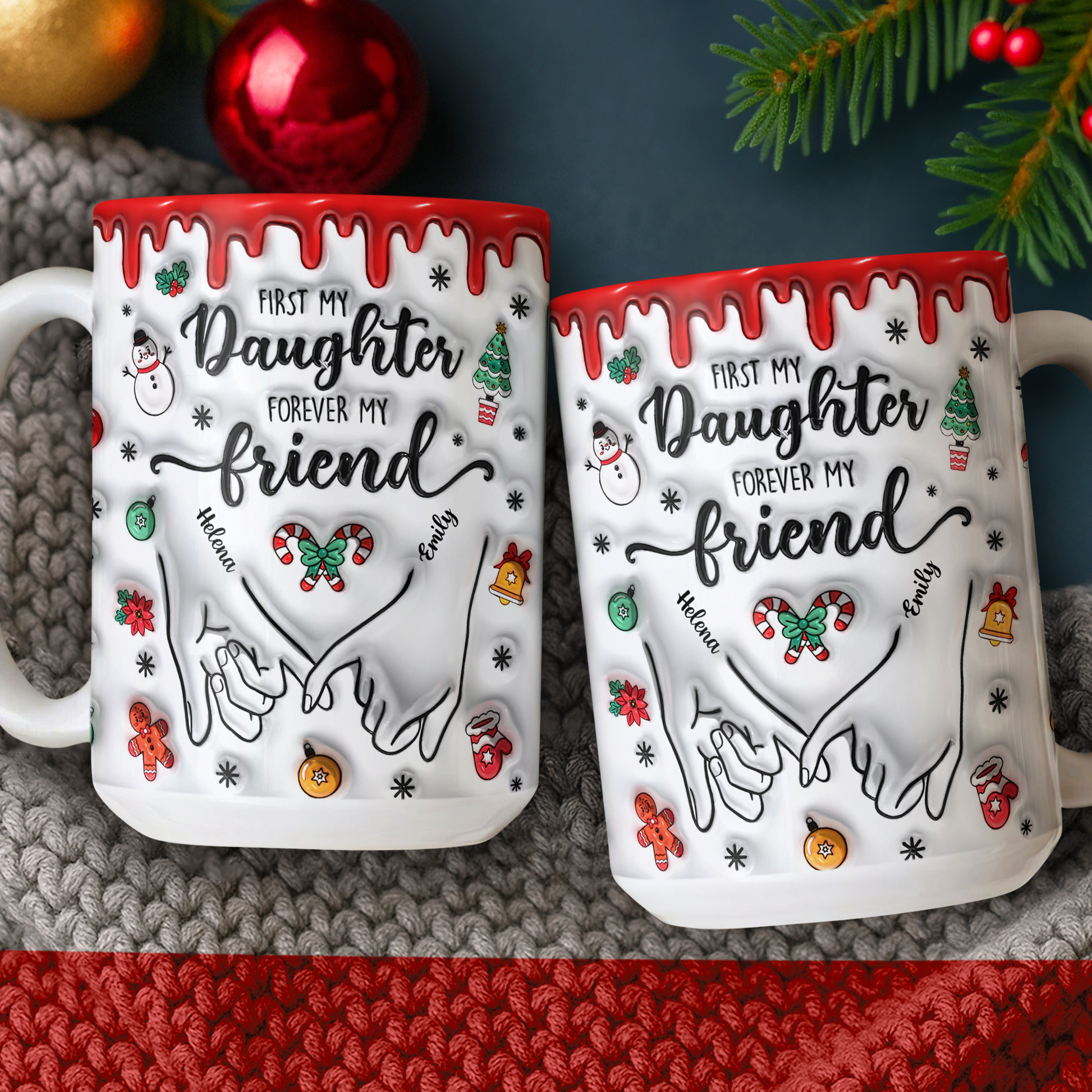 First My Daughter Forever My Friend - Personalized Custom 3D Inflated Effect Mug