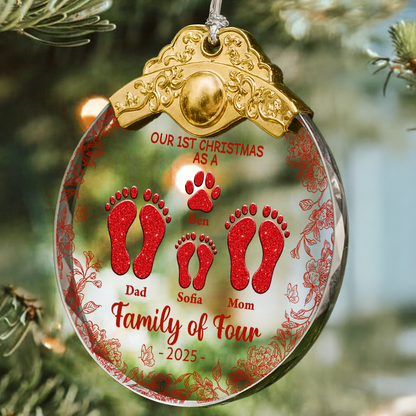 Our Family Flower - Personalized Glass Ornament With Silver and Gold Cap