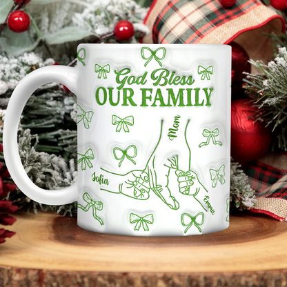 God Bless Our Family - Personalized Custom 3D Inflated Effect Mug