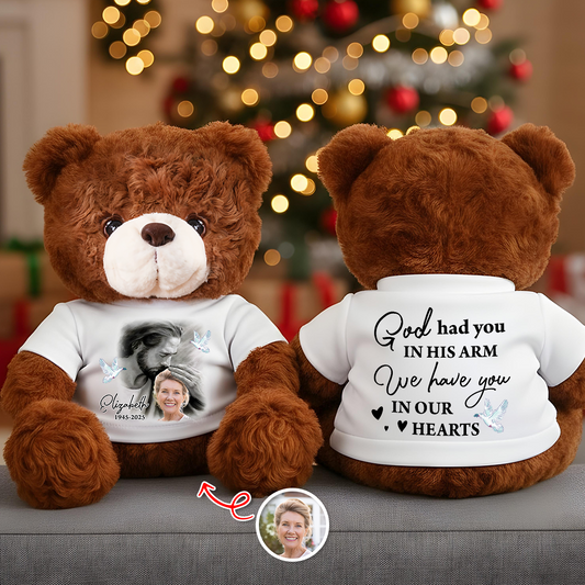 God Had You In His Arms Memorial Teddy Bear – Personalized Custom Plush Keepsake, Sympathy Gift, Remembrance Gift for Loss of Loved One
