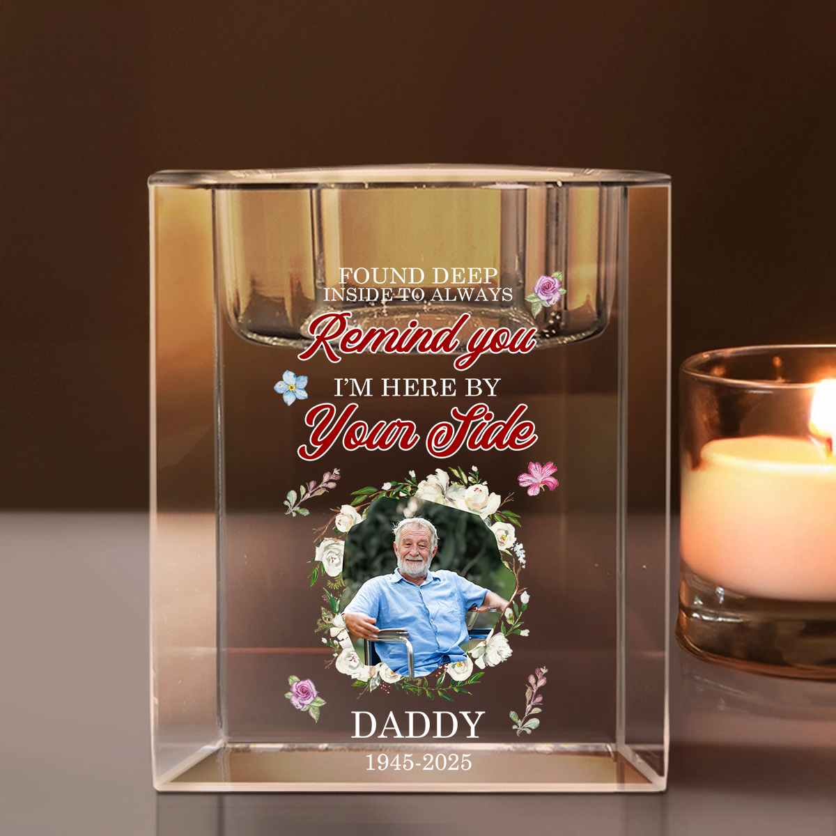 Custom Photo Your Life Was A Blessing Memorial - Personalized Crystal Candle Holder
