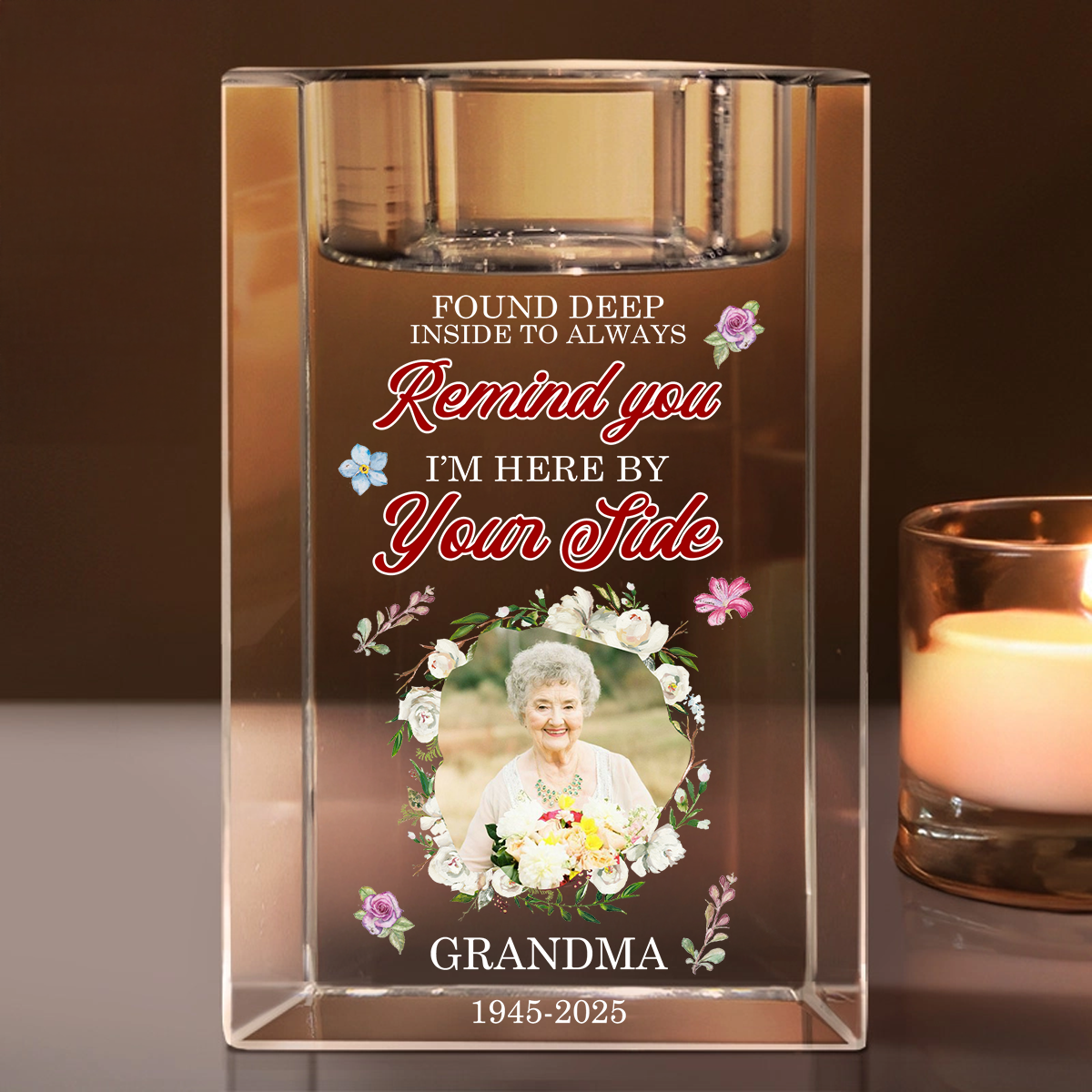 Custom Photo Your Life Was A Blessing Memorial - Personalized Crystal Candle Holder