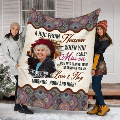 A Hug From Heaven - Memorial Personalized Custom Blanket Gift For Family Members