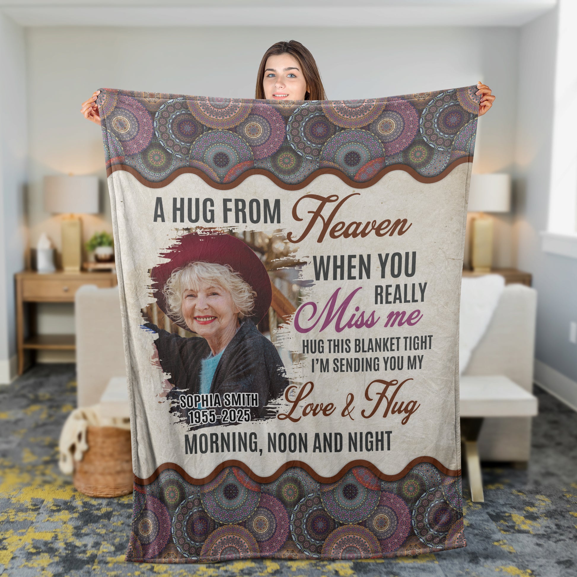 A Hug From Heaven - Memorial Personalized Custom Blanket Gift For Family Members