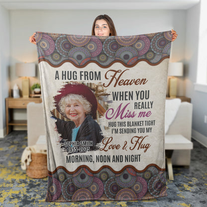 A Hug From Heaven - Memorial Personalized Custom Blanket Gift For Family Members