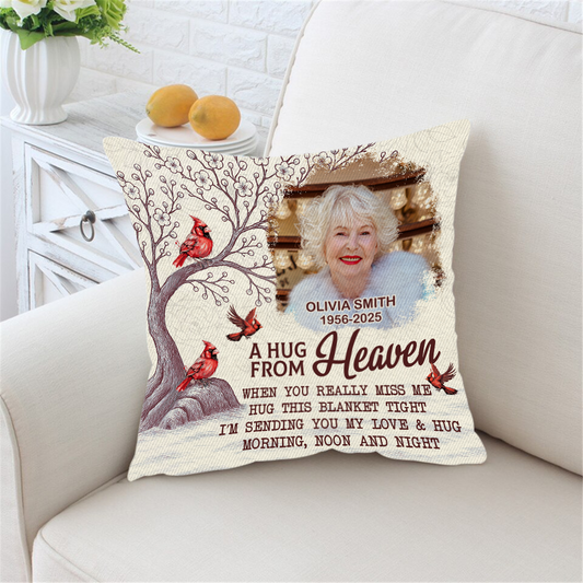 Hug This Pillow When You Miss Me Cardinal - Sympathy Gift For Family Members