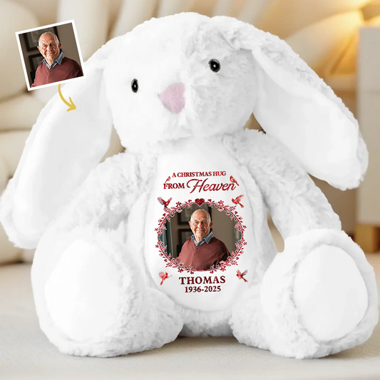 Cuddle From Heaven - Memorial Personalized Custom Bunny Ver 2- Sympathy Gift, Personalized Teddy Memorial Worry Bunny, Gift For Loss