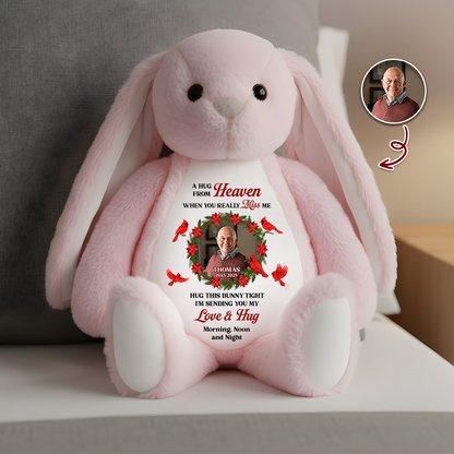 Hug This Bunny And Know I Am Here Plush, Memorial Personalized Bunny, Sympathy Gift for Loss, Sending Love and Hugs Morning Noon and Night