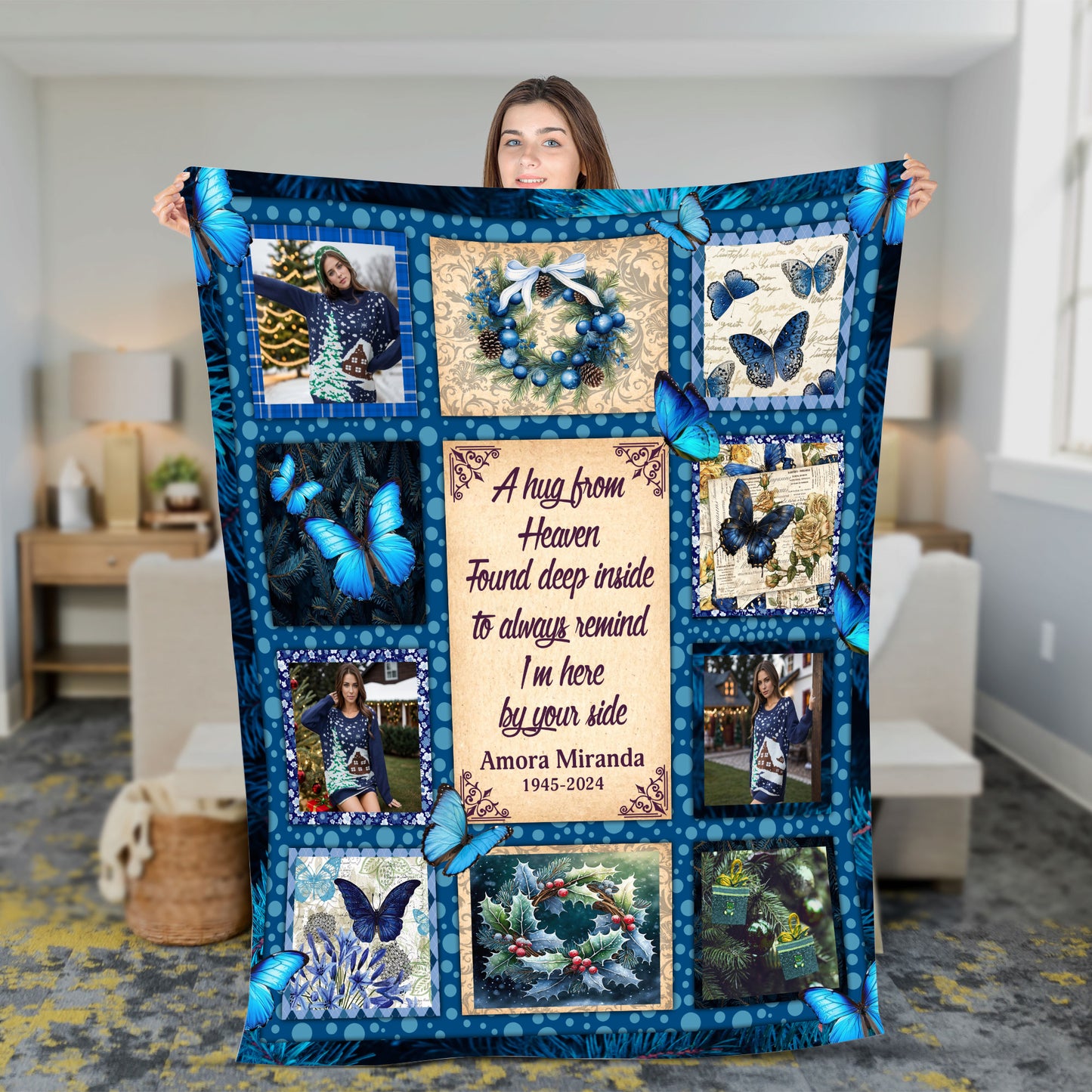 A Hug From Heaven - Memorial Personalized Custom Blanket Gift For Family Members