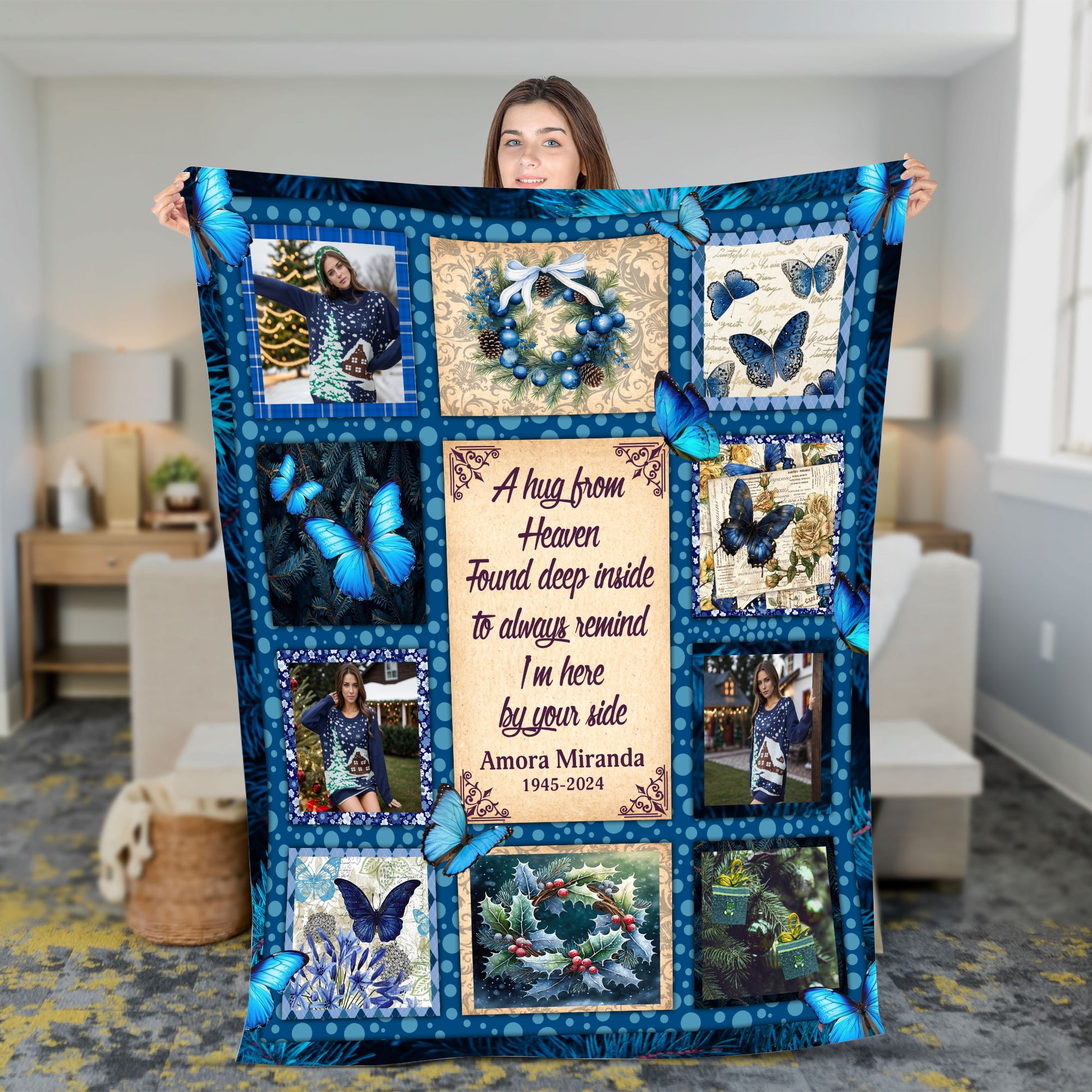 A Hug From Heaven - Memorial Personalized Custom Blanket Gift For Family Members