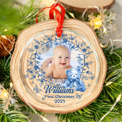 Custom Photo First Christmas - Personalized Custom Glass Ornament
