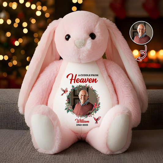 Cuddle From Heaven - Memorial Personalized Custom Bunny Plush - Sympathy Gift, Personalised Teddy Memorial Worry Bunny, Gift For Loss