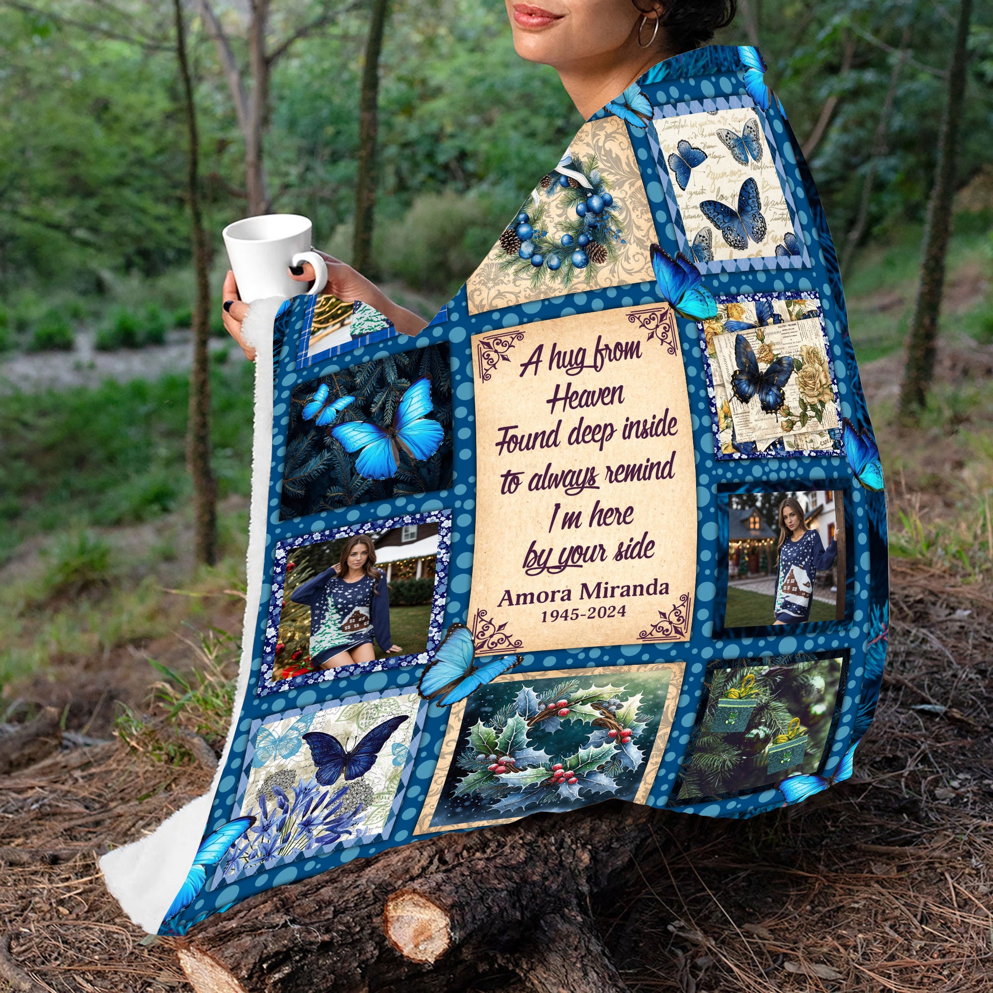 A Hug From Heaven - Memorial Personalized Custom Blanket Gift For Family Members
