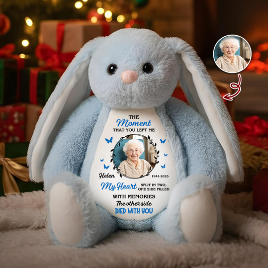 The Moment That You Left Me - Memorial Personalized Custom Bunny Plush - Sympathy Gift, A Cuddle From Heaven Keepsake Bunny, Keepsake Gift