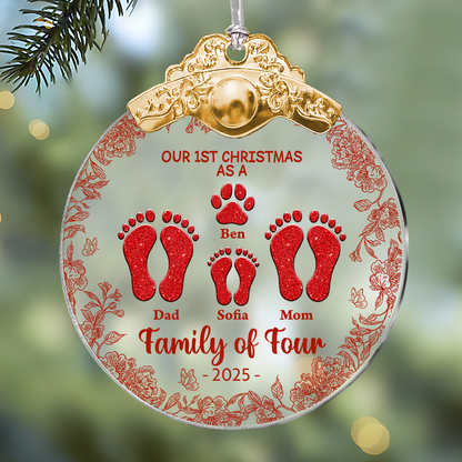 Our Family Flower - Personalized Glass Ornament With Silver and Gold Cap