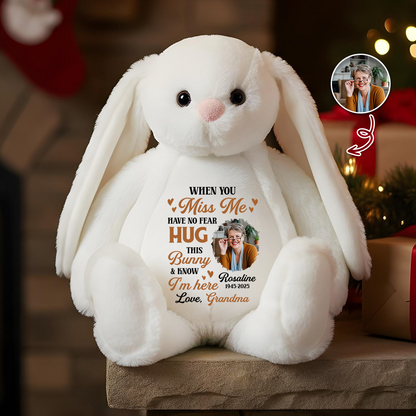 Heaven's Love In Every Hug - Memorial Personalized Custom Bunny Plush - Sympathy Gift, Keepsake Gift Grandparent, Nanny, Memorial Worry Bunny