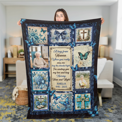 A Hug From Heaven Memorial Sympathy - Personalized Custom Blanket