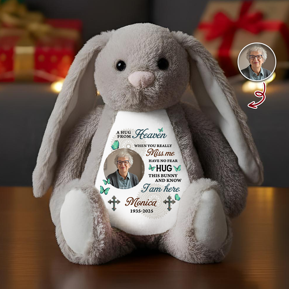 Hug This Bunny Mandala - Memorial Personalized Custom Bunny Plush - Sympathy Gift