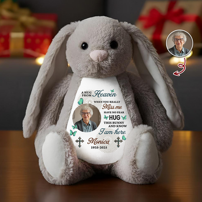 Hug This Bunny Mandala - Memorial Personalized Custom Bunny Plush - Sympathy Gift