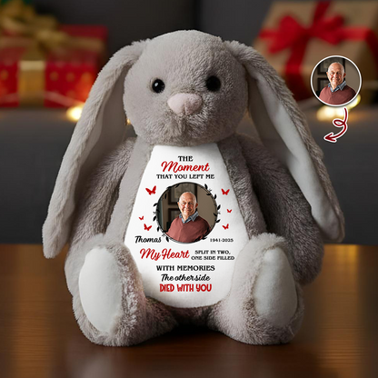The Moment That You Left Me - Memorial Personalized Custom Bunny Plush - Sympathy Gift, A Cuddle From Heaven Keepsake Bunny, Keepsake Gift