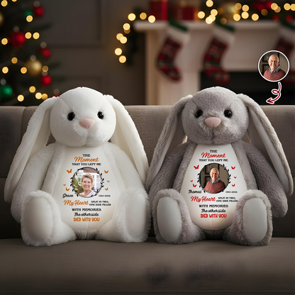 The Moment That You Left Me - Memorial Personalized Custom Bunny Plush - Sympathy Gift, A Cuddle From Heaven Keepsake Bunny, Keepsake Gift