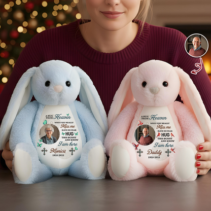 Hug This Bunny Mandala - Memorial Personalized Custom Bunny Plush - Sympathy Gift