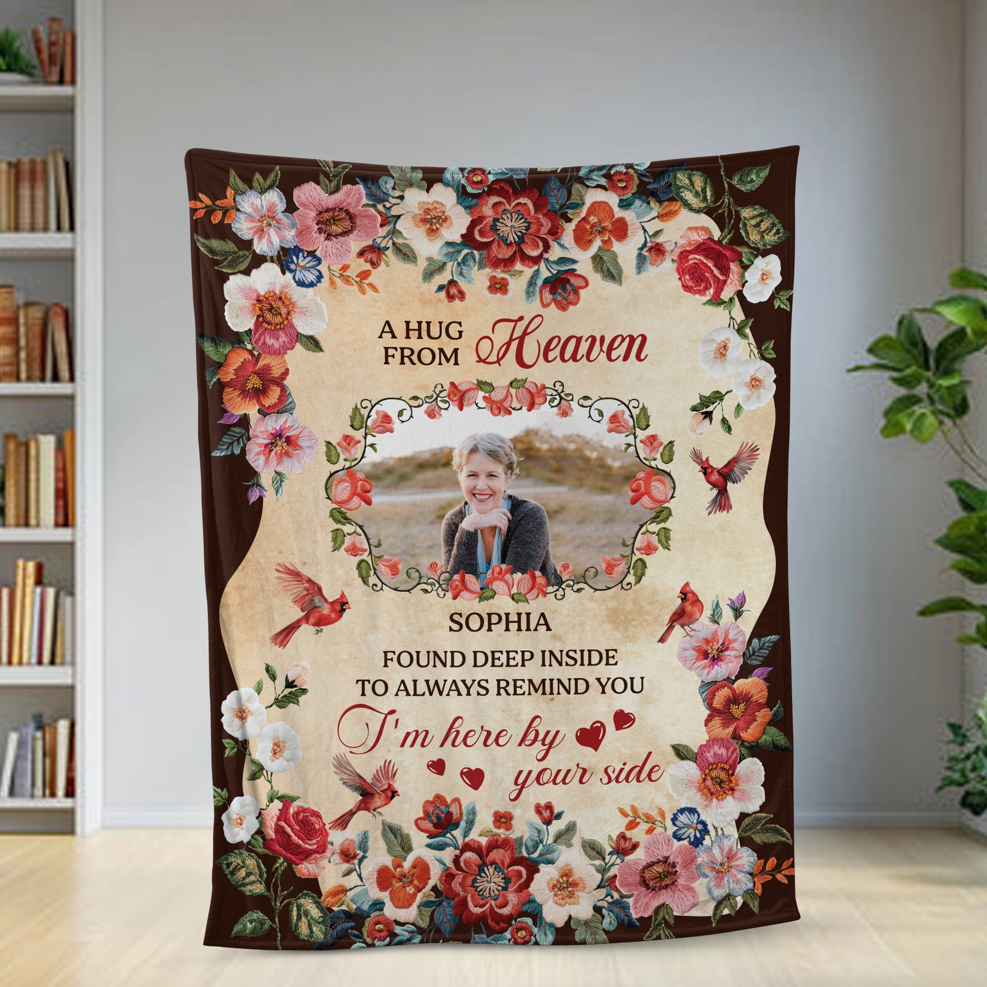 A Hug From Heaven Flowers - Memorial Personalized Custom Blanket Gift For Family Members