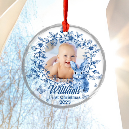 Custom Photo First Christmas - Personalized Custom Glass Ornament