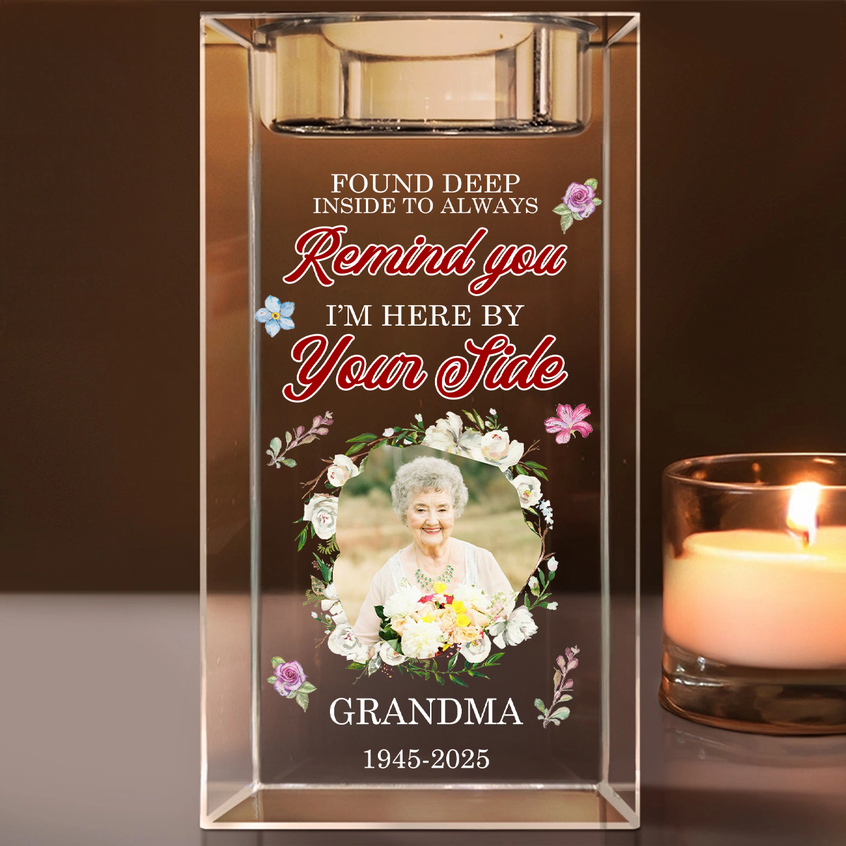 Custom Photo Your Life Was A Blessing Memorial - Personalized Crystal Candle Holder